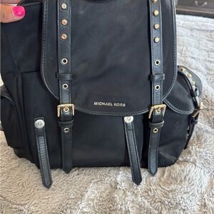 Michael Kors Black and Gold Studded Backpack